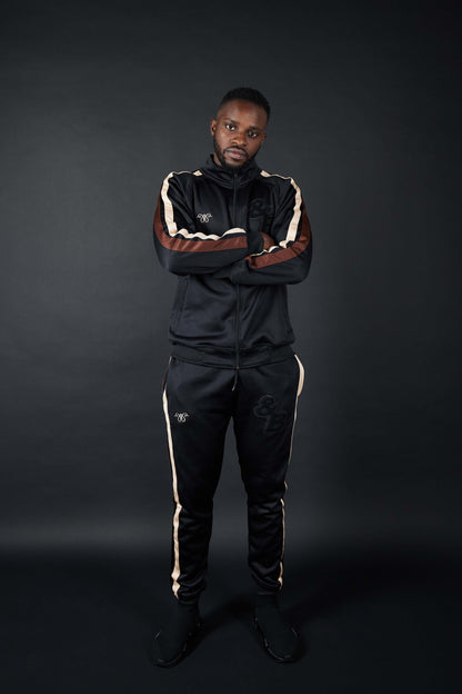 Elevate Your Style with Twin Stripe Badge Joggers in Black, Beige, and Mocha