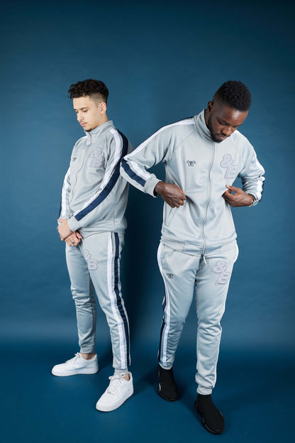 Chic Twin Stripe Joggers in Grey, White, and Navy - Ultimate Comfort Meets Style